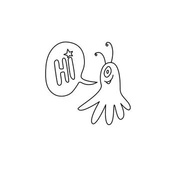 Cute funny alien. Design element, icon on the theme of UFO, space. Doodles ve Illustrazione stock