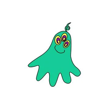Cute funny alien. Design element, icon on the theme of UFO, space. Doodles ve Stock-Illustration