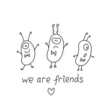Cute funny aliens. Design element, icon on the theme of UFO, space. Doodles v Stock Illustration