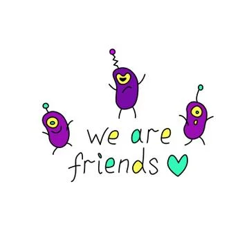 Cute funny aliens. Design element, card, background, icon on the theme of UFO Stock Illustration