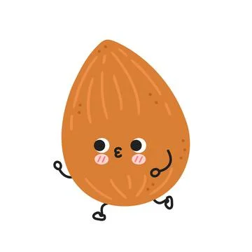 Cute funny almond jogging. Vector flat line cartoon kawaii character Illustrazione stock