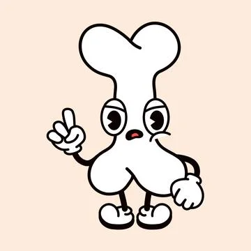 Cute funny angry sad bone character. Vector hand drawn traditional cartoon vi Stock Illustration