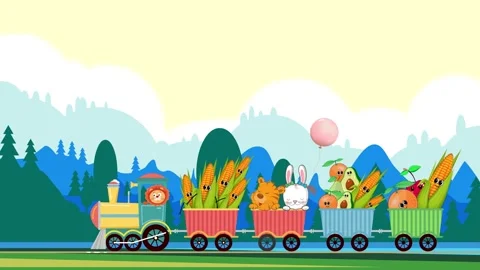 Cute, funny animals riding the train Stock Footage 287114953