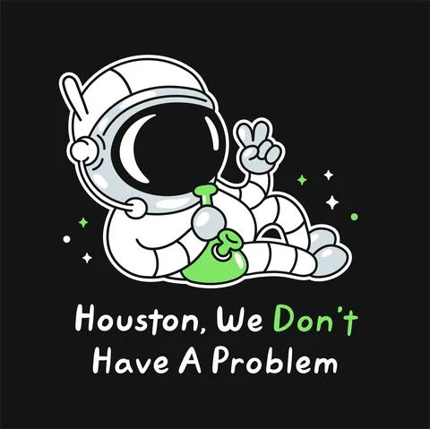 Cute funny astronaut with bong show peace gesture. Houston,we dont have a Stock Illustration