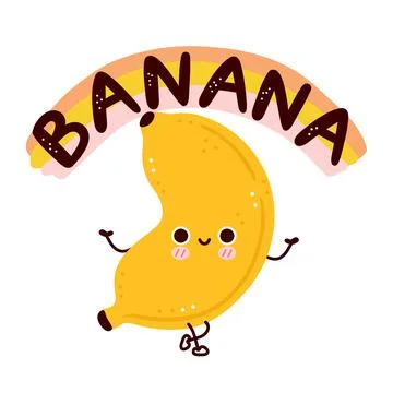 Cute funny banana. Vector flat cartoon kawaii character illustration icon Stock Illustration