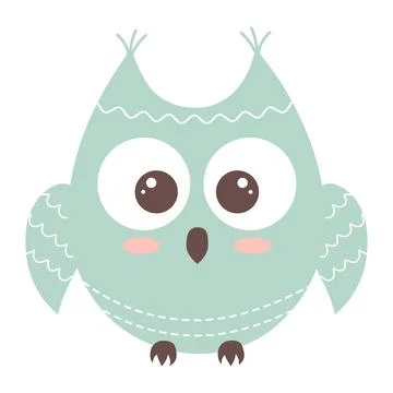 Cute funny boho owl. Forest bird cartoon character. Stock Illustration