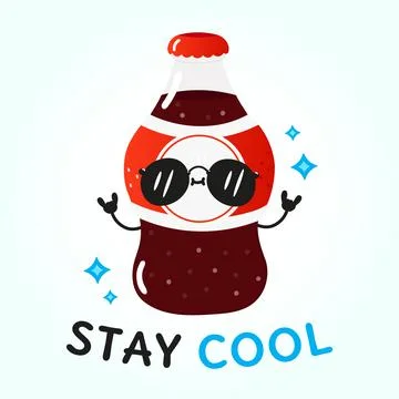 Cute funny bottle cold drink cola character. Vector hand drawn cartoon kawaii Stock Illustration