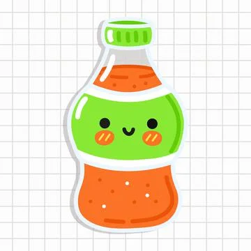 Cute funny bottle cold drink character. Vector hand drawn cartoon kawaii char Stock Illustration