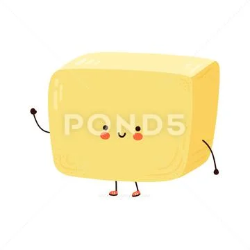 Cute funny Butter character. Vector hand drawn cartoon kawaii character ...