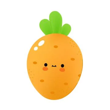 Cute funny carrot vegetable with face. Vector cartoon kawaii doodle character Stock Illustration