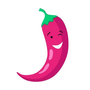 Cute, funny cartoon chilli character. Stock Illustration