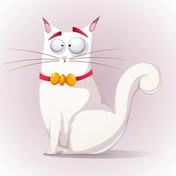 Cute, funny cat with bow. Stock Illustration