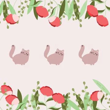 Cute funny cats. Vector art. Stock Illustration