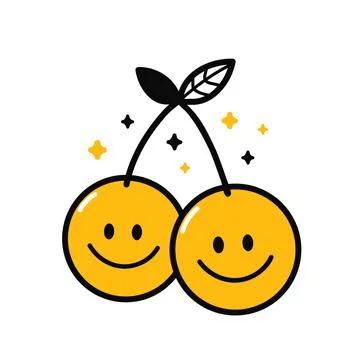 Cute funny cherry smile faces. Vector hand drawn cartoon kawaii character Stock Illustration