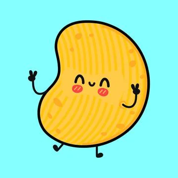 Cute funny chips character. Vector hand drawn cartoon kawaii character illust Stock Illustration