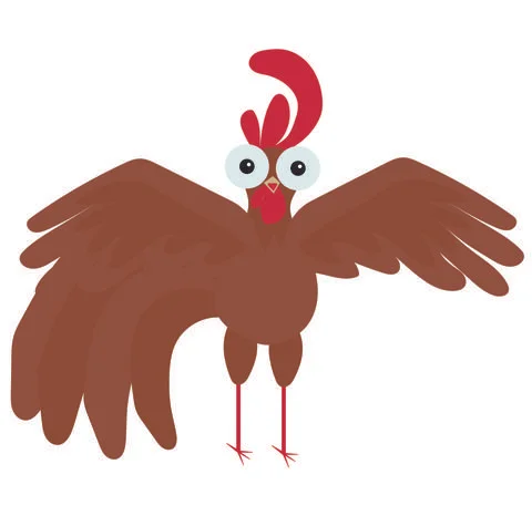Cute funny cockerel flaps its wings. Stock Illustration
