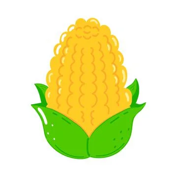 Cute funny corn character. Vector hand drawn cartoon kawaii character illustr Stock Illustration