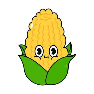 Cute funny corn character. Vector hand drawn traditional cartoon vintage, ret Stock Illustration