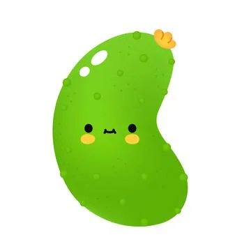 Cute funny cucumber vegetable with face. Vector cartoon kawaii doodle character Stock Illustration