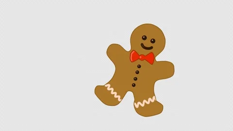 Cute funny dancing gingerbread man on transparent background. Christmas Stock Footage 250857248