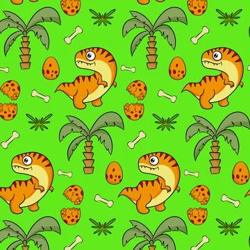 Cute funny dinosaur pattern. Colorful dinosaur vector background. Background  Illustrazione stock