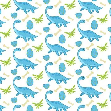 Cute funny dinosaur pattern. Colorful dinosaur vector background. Background  Stock Illustration