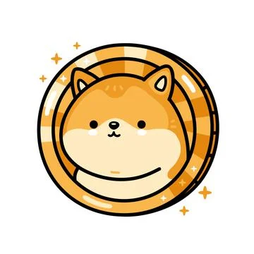 Cute funny dogecoin character. Vector hand drawn cartoon kawaii character Stock Illustration