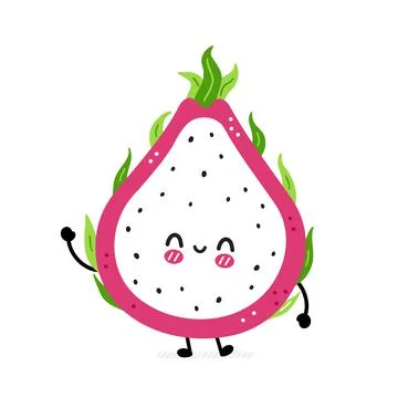 Cute funny dragon fruit. Vector hand drawn cartoon kawaii character illustration Stock Illustration