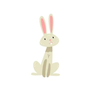 Cute Funny Easter Bunny Cartoon Character Vector Illustration Stock Illustration