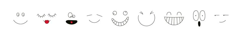 Cute funny faces isolated Stockillustratie