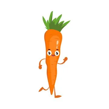 Cute, funny, fresh carrot cartoon Stock Illustration