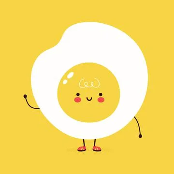Cute funny Fried Egg character. Vector hand drawn cartoon kawaii character Stock Illustration