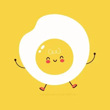 Cute funny Fried Egg character. Vector hand drawn cartoon kawaii character Stock Illustration