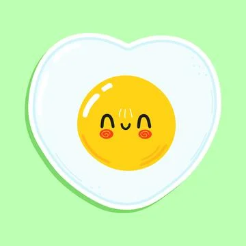 Cute funny fried egg sticker character. Vector hand drawn cartoon kawaii char Stock Illustration