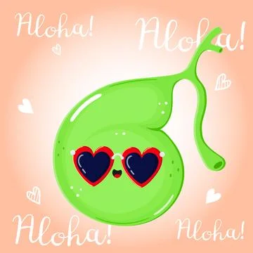 Cute funny Gallbladder character. Vector hand drawn cartoon kawaii characte.. 스톡 일러스트