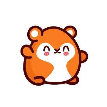 Cute funny hamster. Vector flat line cartoon kawaii character illustration icon Stock Illustration
