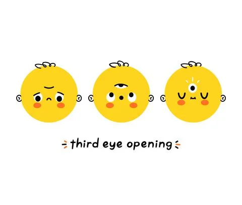 Cute funny head with third eye Vector hand drawn cartoon illustration design Stock Illustration