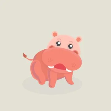 Cute funny hippo. Stock Illustration