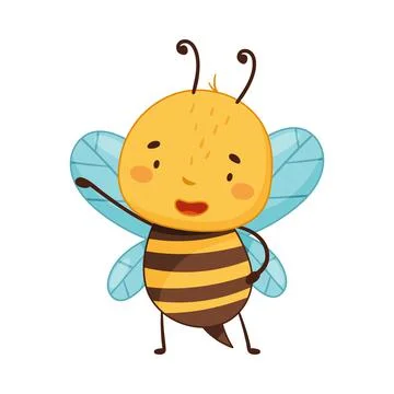 Cute funny honey bee cartoon character vector illustration Stock Illustration