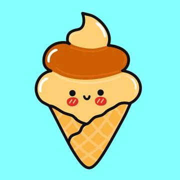 Cute funny Ice cream. Vector hand drawn cartoon kawaii character illustrati.. Stock Illustration