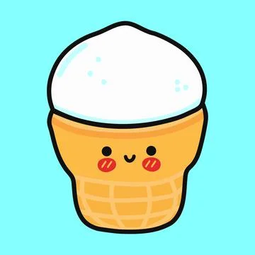 Cute funny Ice cream. Vector hand drawn cartoon kawaii character illustrati.. Stock Illustration