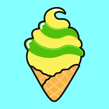 Cute funny Ice cream. Vector hand drawn cartoon kawaii character illustrati.. Stock Illustration