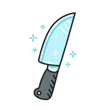 Cute funny kitchen chef knife character. Vector flat line cartoon kawaii Stock Illustration
