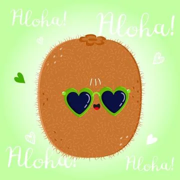 Cute funny Kiwi fruit character. Vector hand drawn cartoon kawaii character.. Stock Illustration