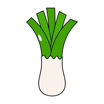 Cute funny leek character. Vector hand drawn traditional cartoon vintage, ret Illustrazione stock