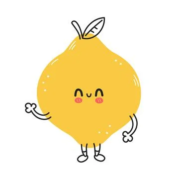 Cute funny lemon fruit. Vector hand drawn cartoon kawaii doodle character Stock Illustration