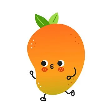 Cute funny mango fruit jogging. Vector hand drawn cartoon kawaii character Stock Illustration