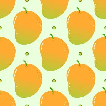 Cute funny mango pattern character. Vector hand drawn cartoon kawaii characte Stock Illustration