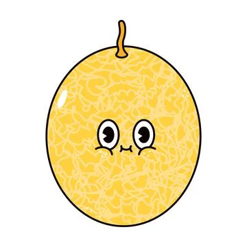 Cute funny melon character. Vector hand drawn traditional cartoon vintage, re Stock Illustration