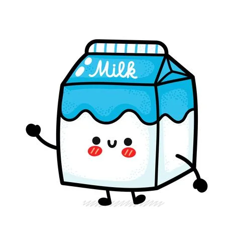 Cute funny milk box. Vector hand drawn cartoon kawaii character illustration Stock Illustration